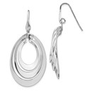 Sterling Silver RP Polished and Brushed Dangle Earring - 50.6 mm