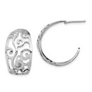 Sterling Silver RP Polished Cut-out J-Hoop Earrings - 21.75 mm