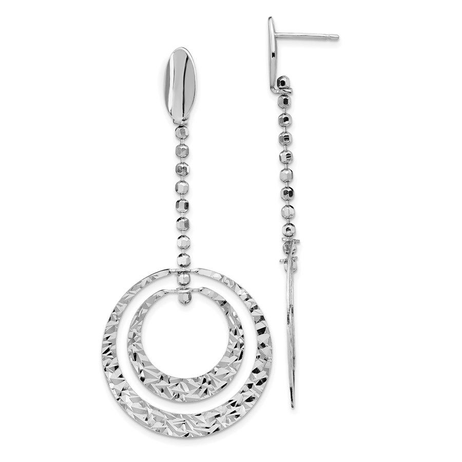 Sterling Silver RP Polished D/C Dangle Earrings - 64.5 mm