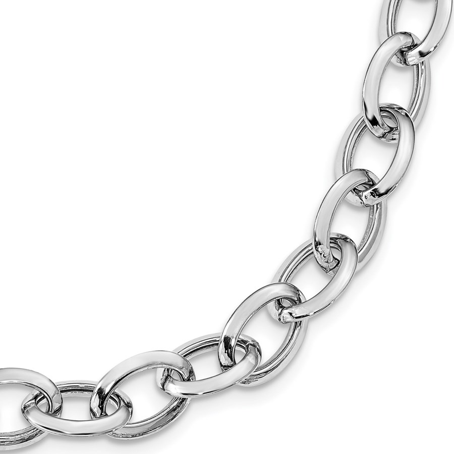 Sterling Silver RP Polished Fancy Link Necklace - 18 in.