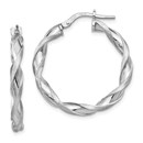 Sterling Silver Scratch-finish Twisted Hoop Earrings - 26.5 mm