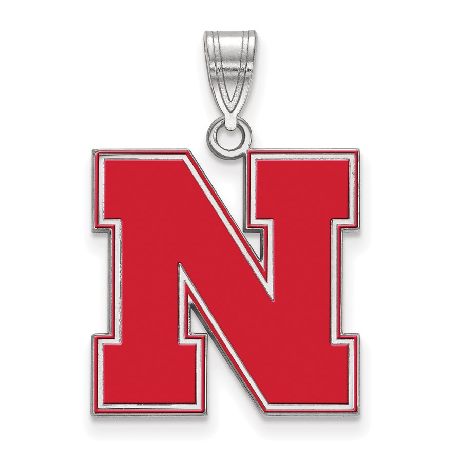 Sterling Silver Univ. of Nebraska Large Enamel Pendant