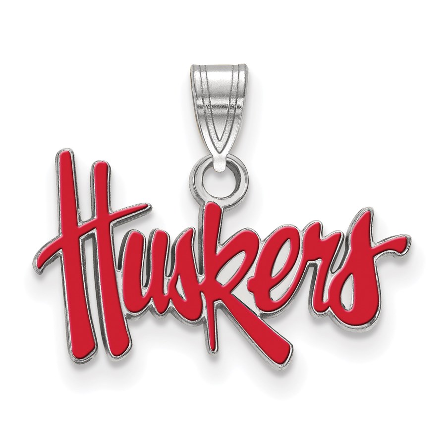 Sterling Silver University of Nebraska Enamel Pendant