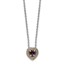 Sterling Silver w/ 14K Accent Garnet Heart Neckace - 18 in.