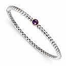 Sterling Silver w/14k Amethyst Bangle Bracelet