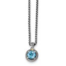 Sterling Silver w/14k Blue Topaz Necklace (16 mm)