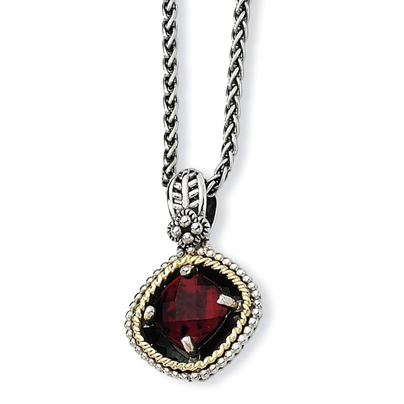 Sterling Silver w/14k Garnet Necklace