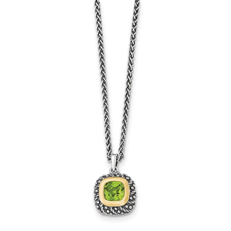 Sterling Silver w/14k Peridot Necklace