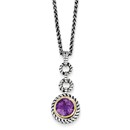 Sterling Silver w/Gold-tone Flash Plated Amethyst Necklace