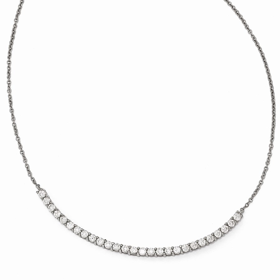 Sterling Silver Zirconia Bar Necklace