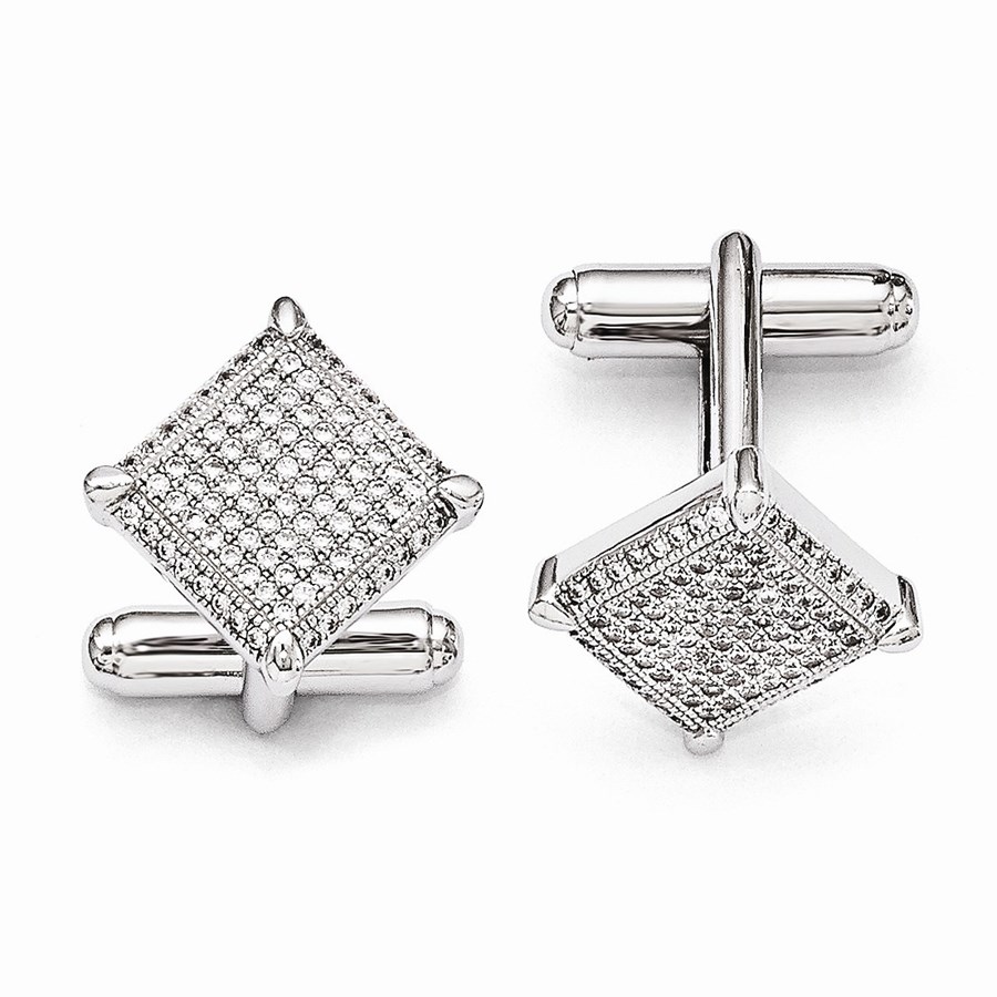 Sterling Silver & Zirconia Cuff Links