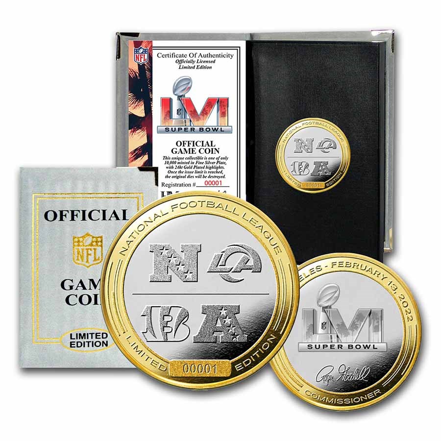 Buy Super Bowl LVI Official 2 Tone Flip Coin Bengals vs Rams APMEX