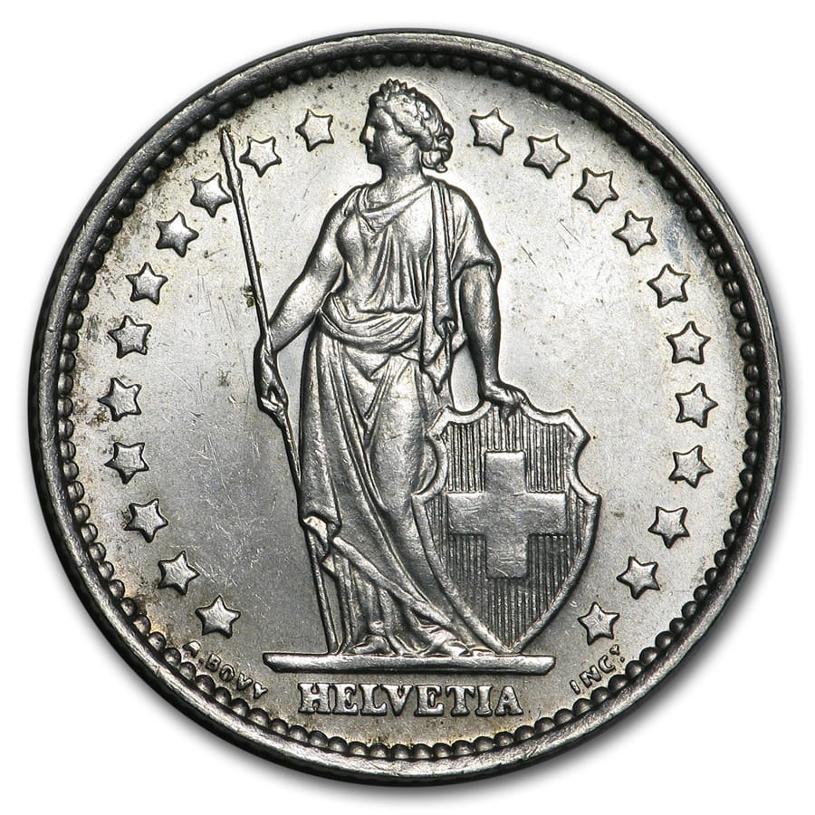 Switzerland Silver 1 Franc BU (Random Year)