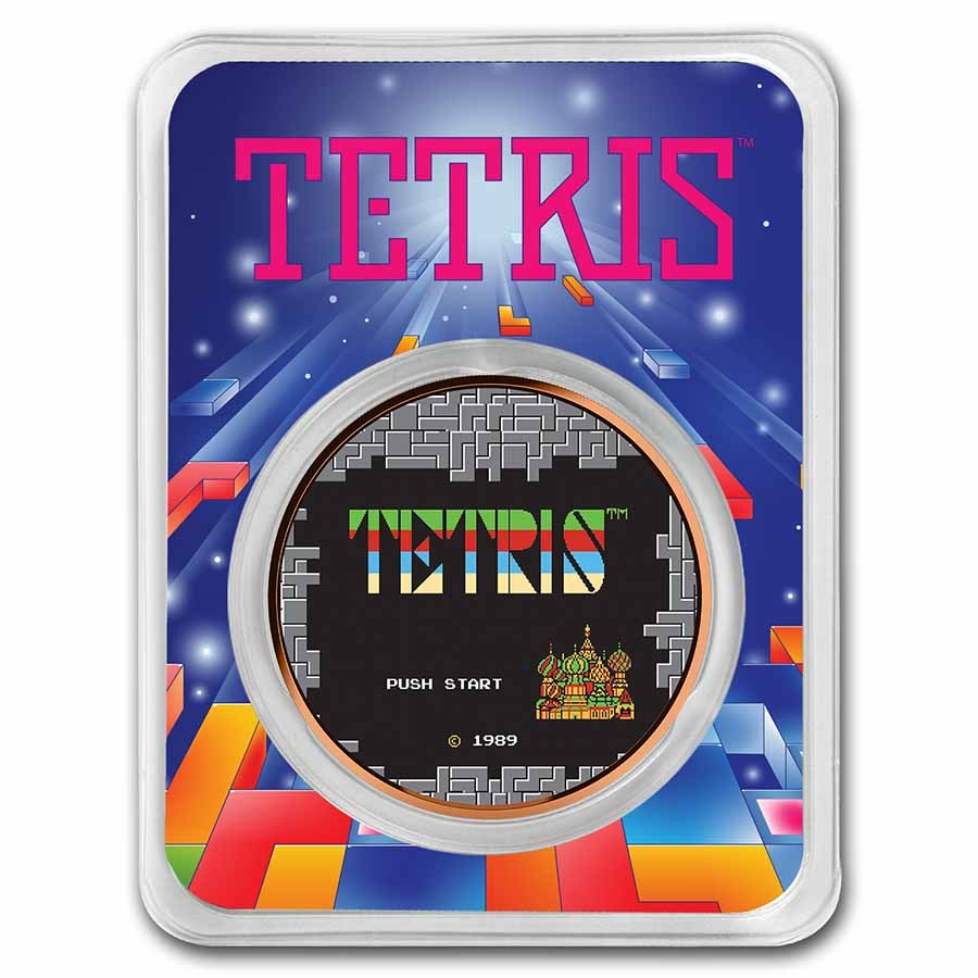 Tetris™ Rocket Launch 1 oz Copper Colorized Round in TEP