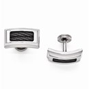 Titanium & Black Memory Cable Polished Cuff Links