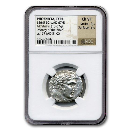 Buy Tyre Phoenicia Silver Shekel (126-5 BC - 67-8 AD) CH VF NGC | APMEX