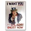 U.S. Army 5x7 Silver Poster w/ Frame - Uncle Sam, "I Want You"