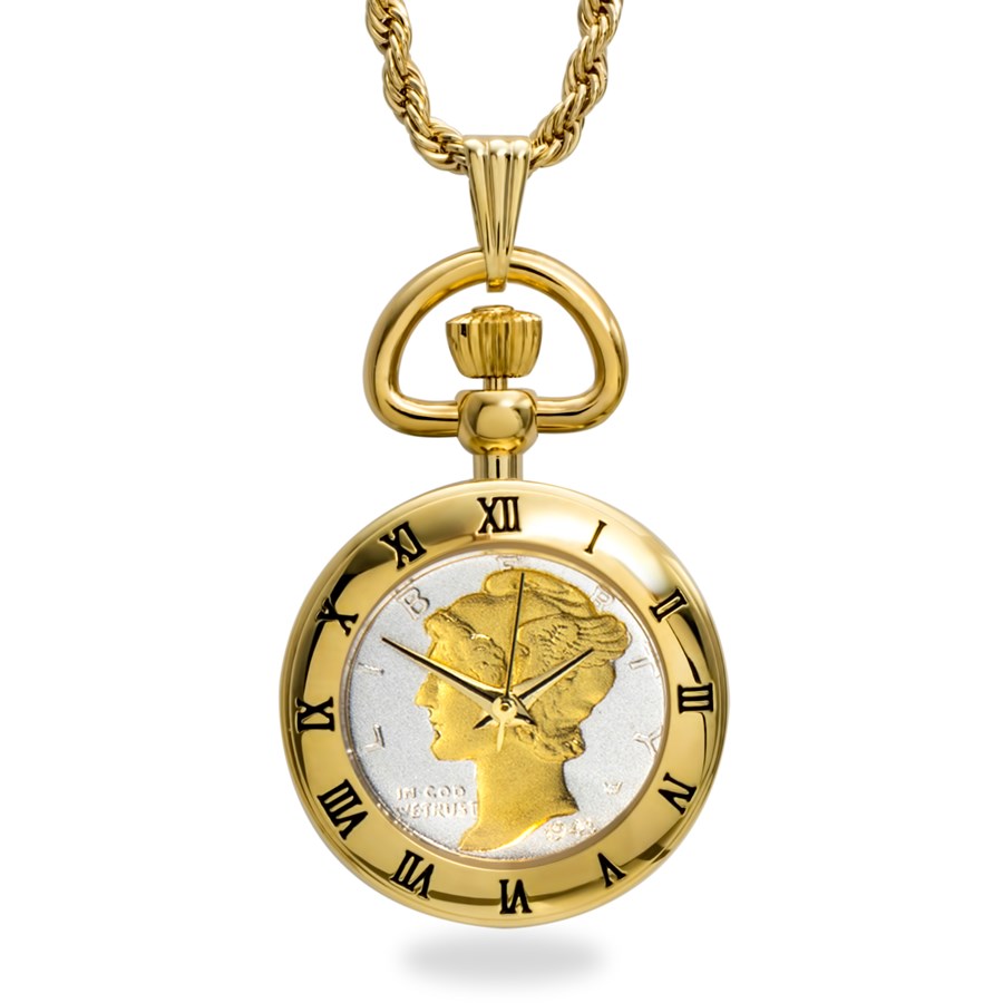 U.S. Mercury Dime Gold-Tone Watch Pendant