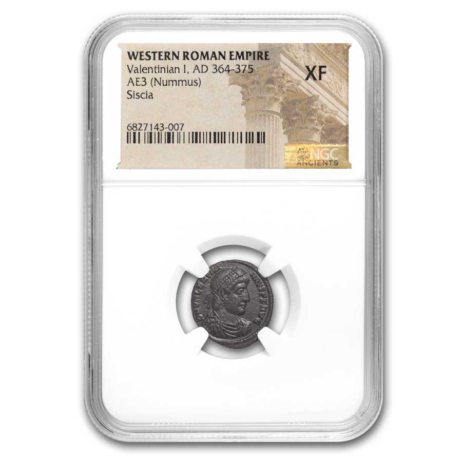 Western Roman Empire AE 3 Valentinian I (364-375 AD) XF NGC