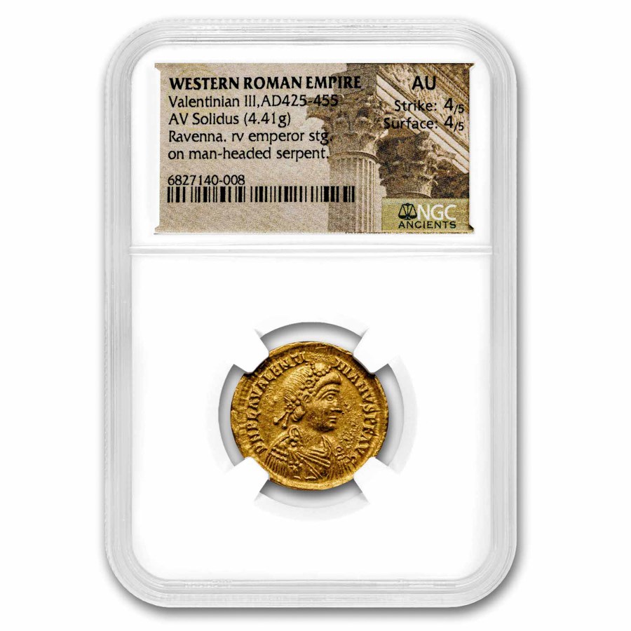 Western Rome AV Solidus Valentinian III (425-55 AD) AU NGC